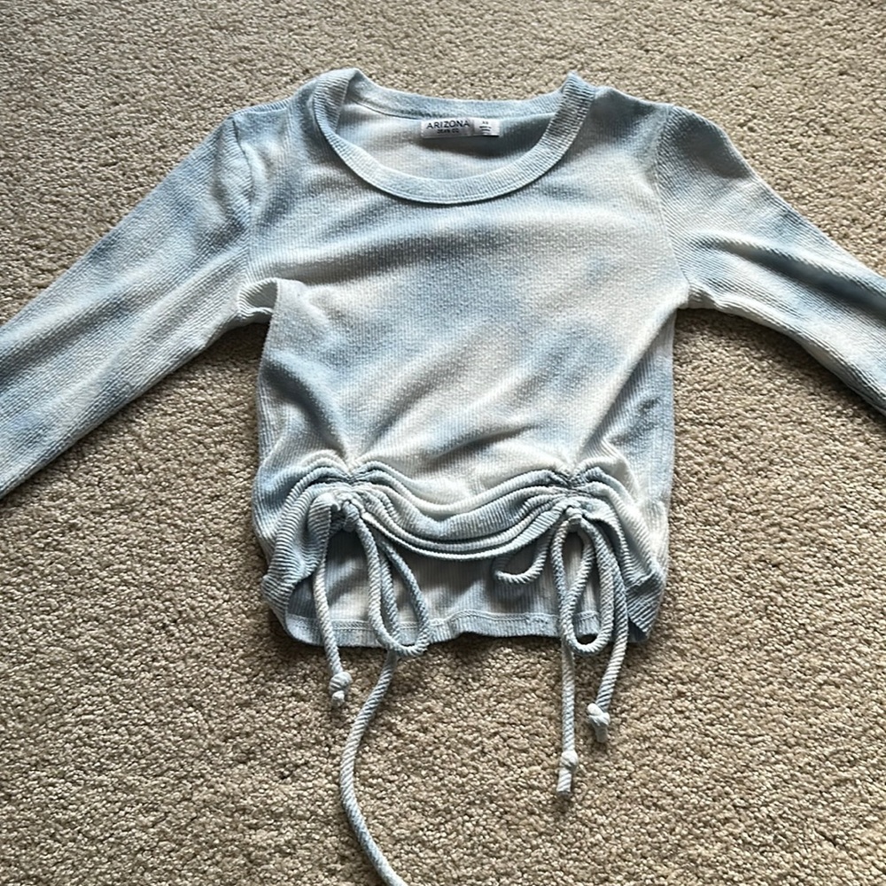 Teen blue tie die tied crop top